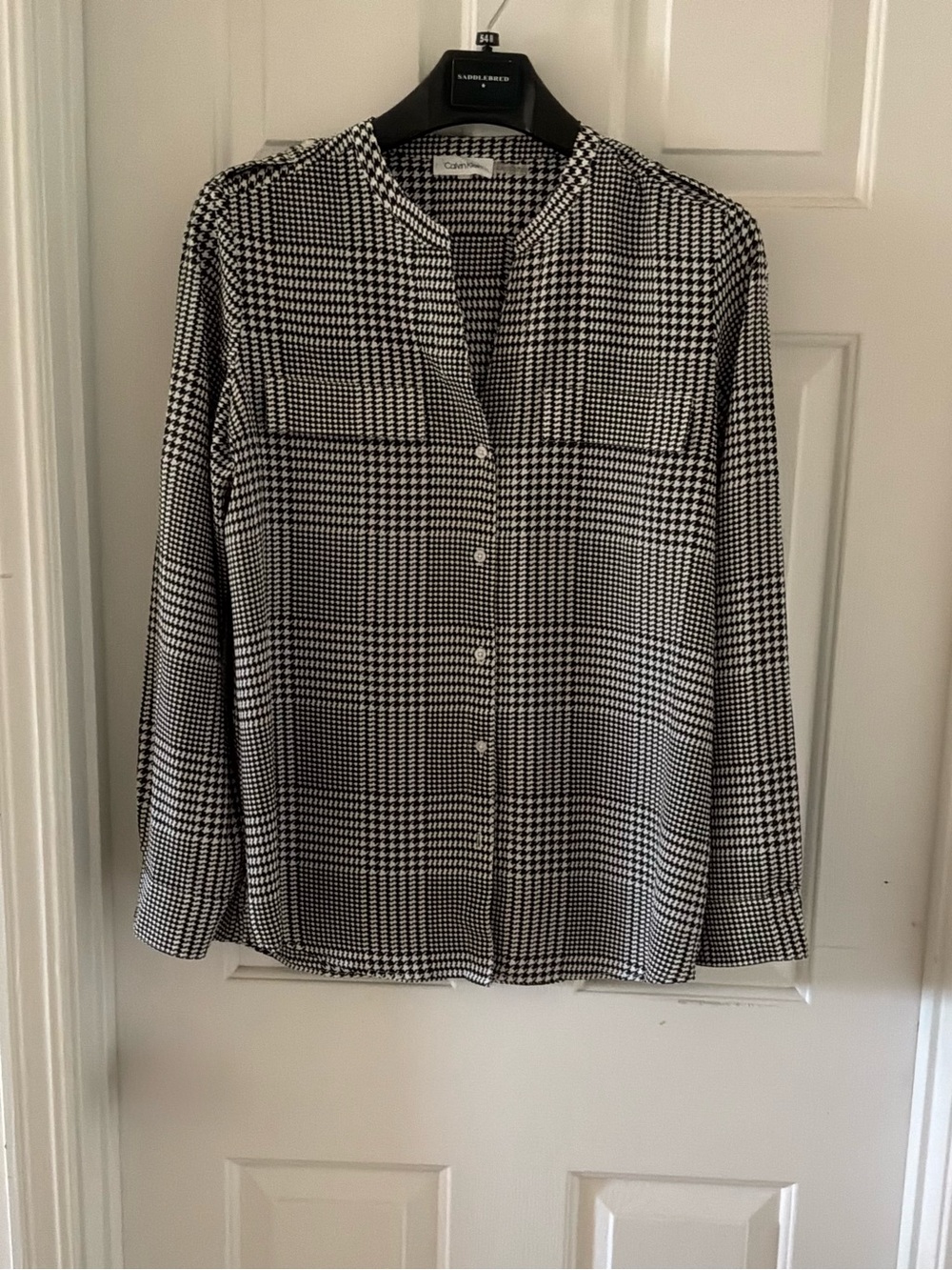 Calvin Klein Black & White Houndstooth Button-Front Shirt
